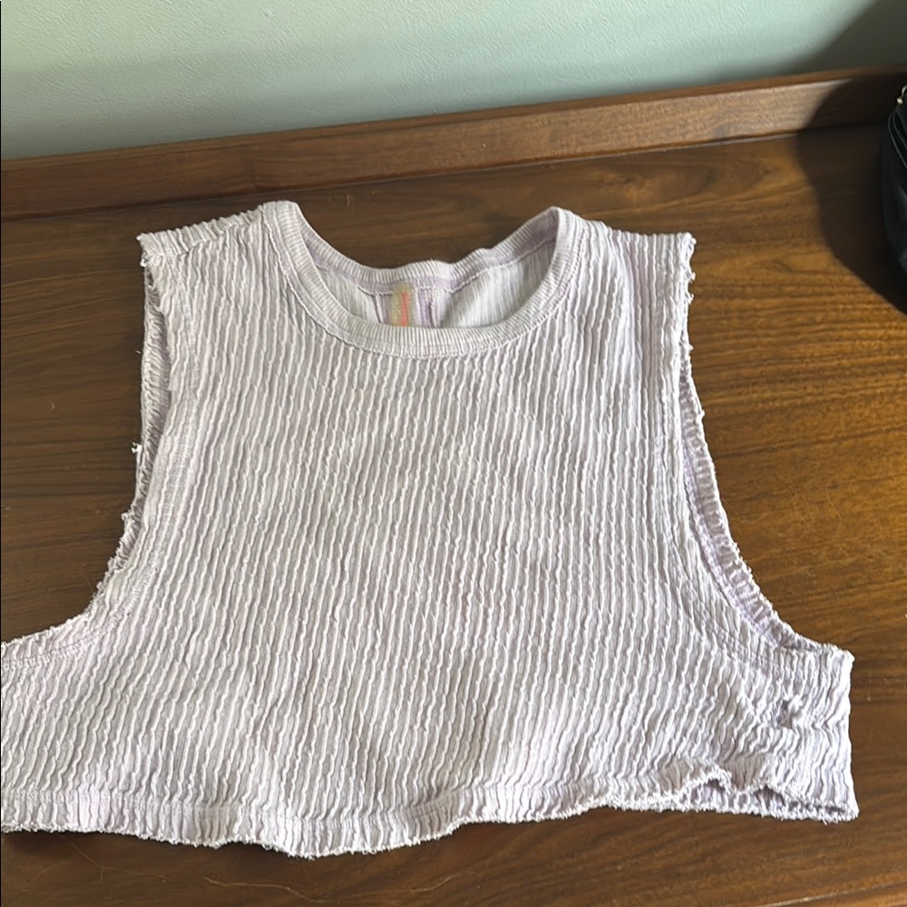 Textured Purple  Sleeveless Crop Top